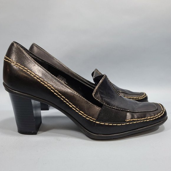 What's What By Aerosoles Trip Stick Women’s Slip On Black Leather Heels Size 8M - Picture 7 of 11